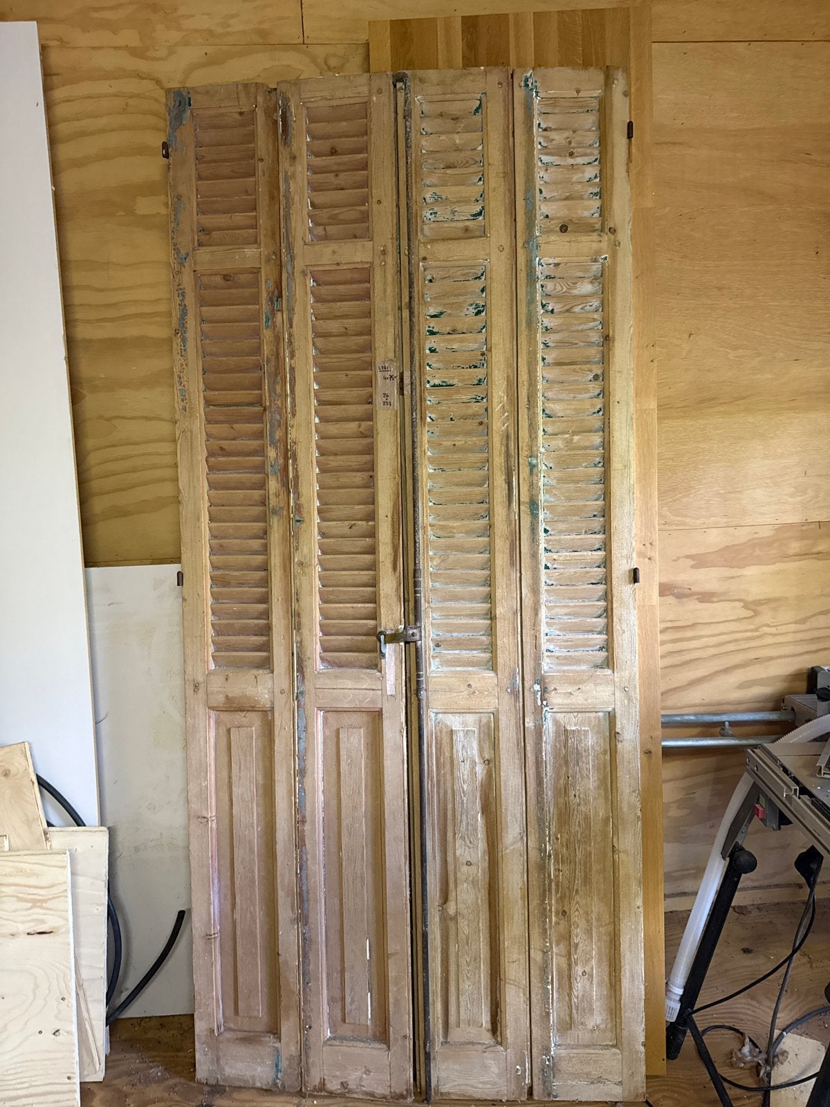 4x  Houten Louvredeuren, Doe-het-zelf en Verbouw, Deuren en Horren, Ophalen, Gebruikt, Minder dan 80 cm, 215 cm of meer