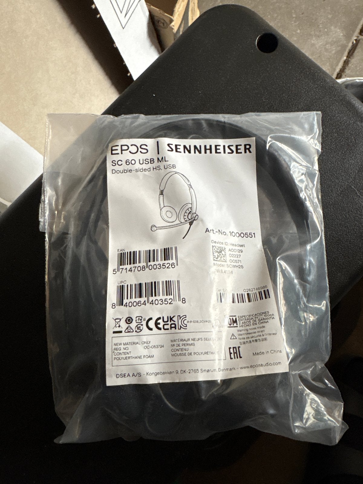 EPOS Sennheiser SC 60 USB ML Headset - Nieuw in verpakking, Audio, Tv en Foto, Koptelefoons, Ophalen, Sennheiser, Nieuw, Over-ear