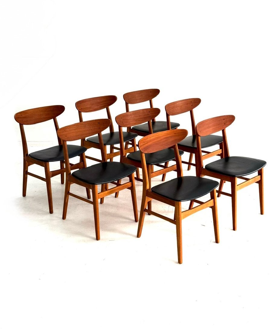 Set van 8 vintage Deense Farstrup eetkamerstoelen ‘60, Huis en Inrichting, Hout, Ophalen of Verzenden, Zo goed als nieuw, Farstrup Møbler