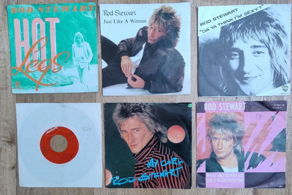 18x 45 toeren plaatjes ROD STEWART ( singles ), Cd's en Dvd's, Vinyl Singles, Gebruikt, 7 inch, Single, Ophalen of Verzenden