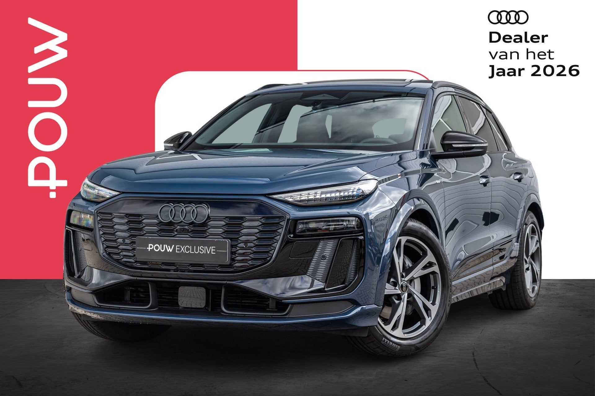 Audi Q6 e-tron 306pk S Edition Performance 100 kWh | Trekhaa, Automaat, 12 maanden, Blauw, Leder en Stof