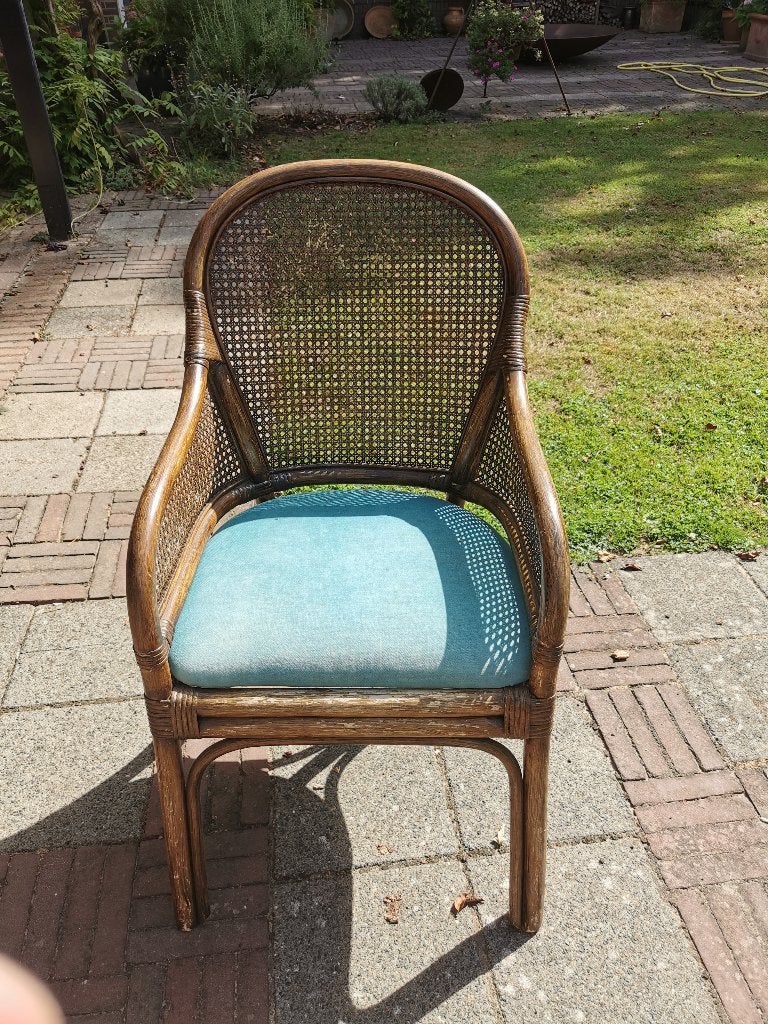 stevige stoel, donker rotan, Ophalen, Gebruikt, Bruin, Koloniaal