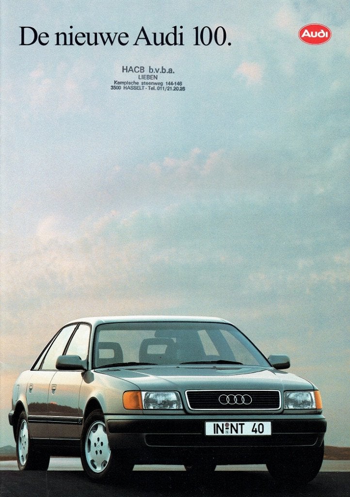 Folder Audi 100 (Belgische uitgave - 1990), Verzenden, Gelezen, Audi