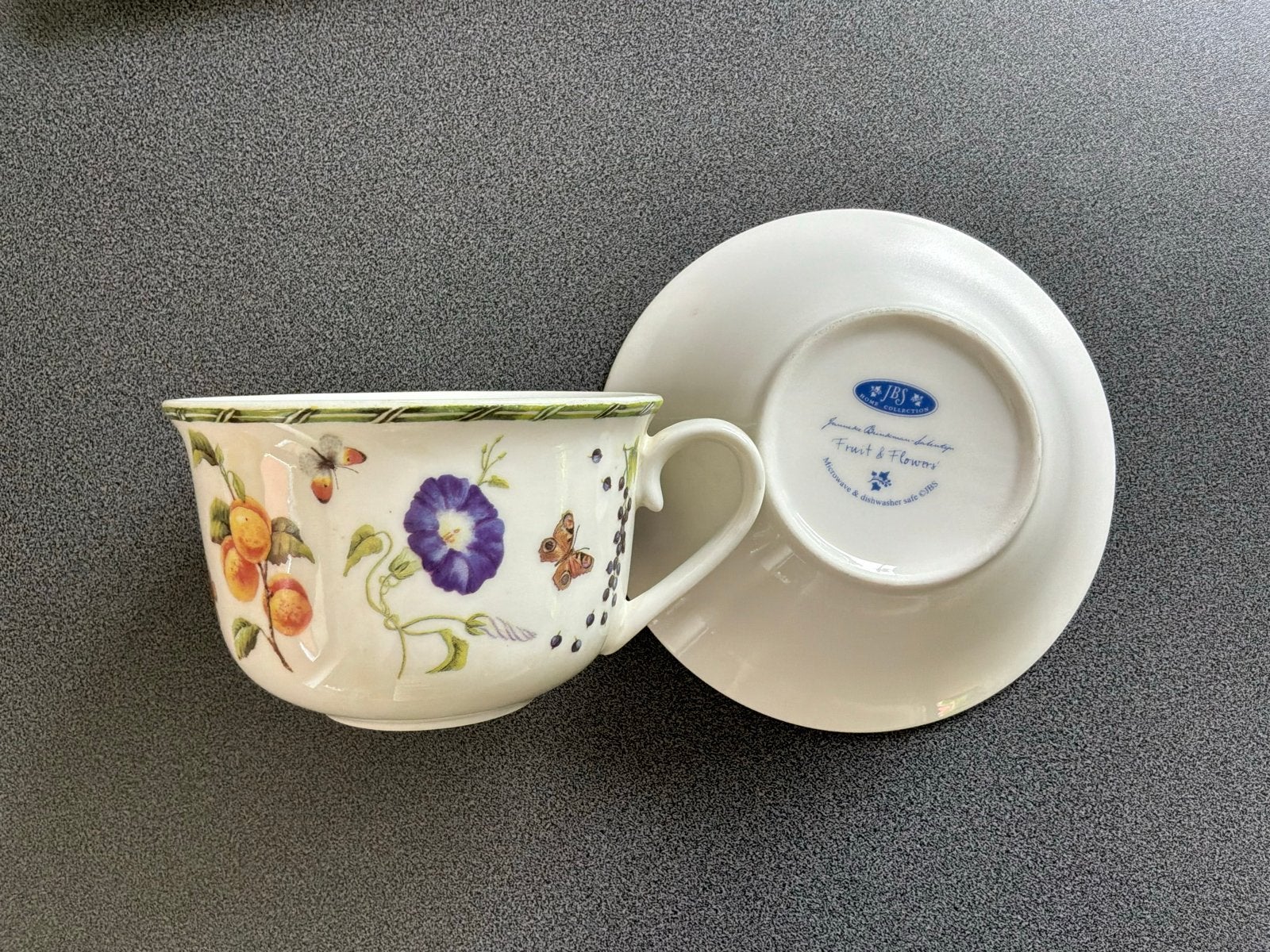 JBS Fruit & Flowers - Mok en Schaaltje  (Nieuw), Keramiek, Nieuw, Ophalen of Verzenden, Overige stijlen