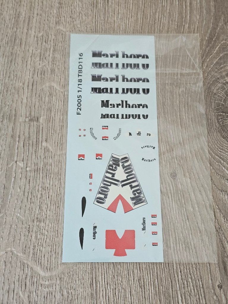 Ferrari F2005, compleet decallvel MARLBORO., Ophalen of Verzenden, Nieuw, Overige typen, Overige merken