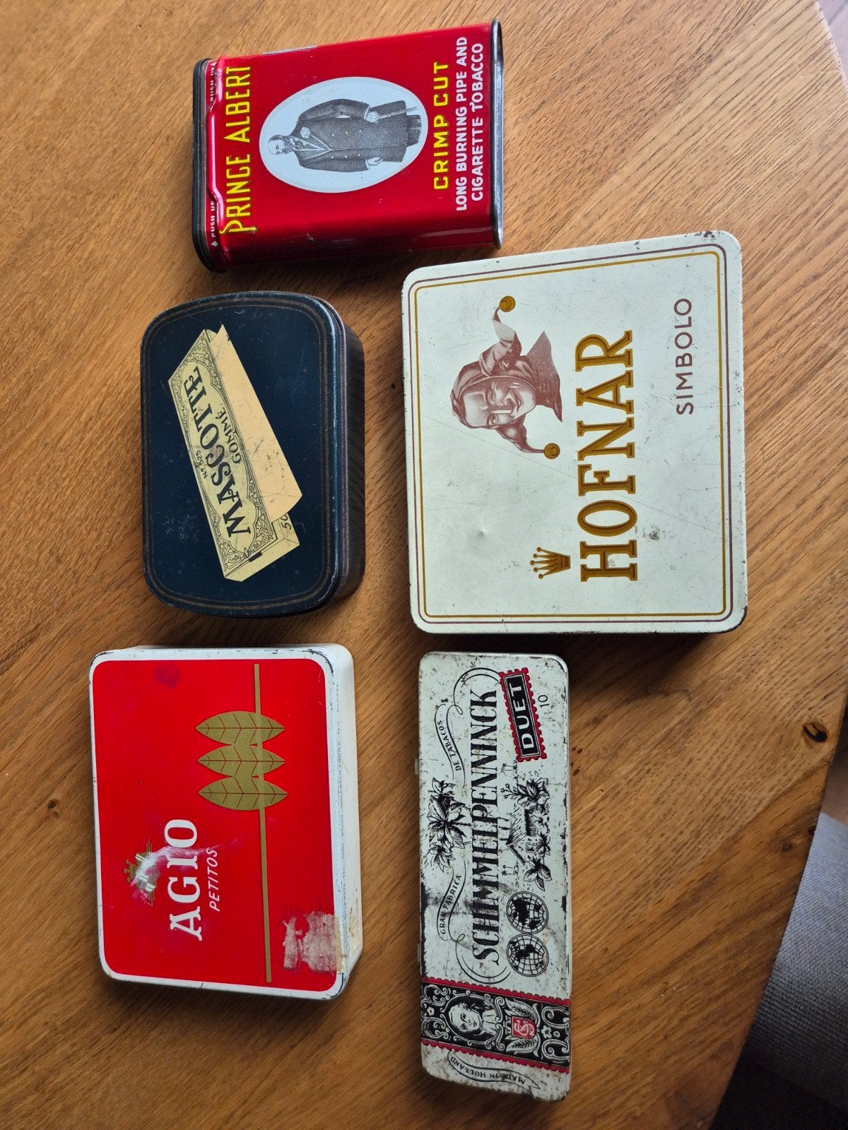 Set van 5 Vintage Tabaks- en Sigarenblikjes, Verzamelen, Ophalen, Gebruikt, Overige