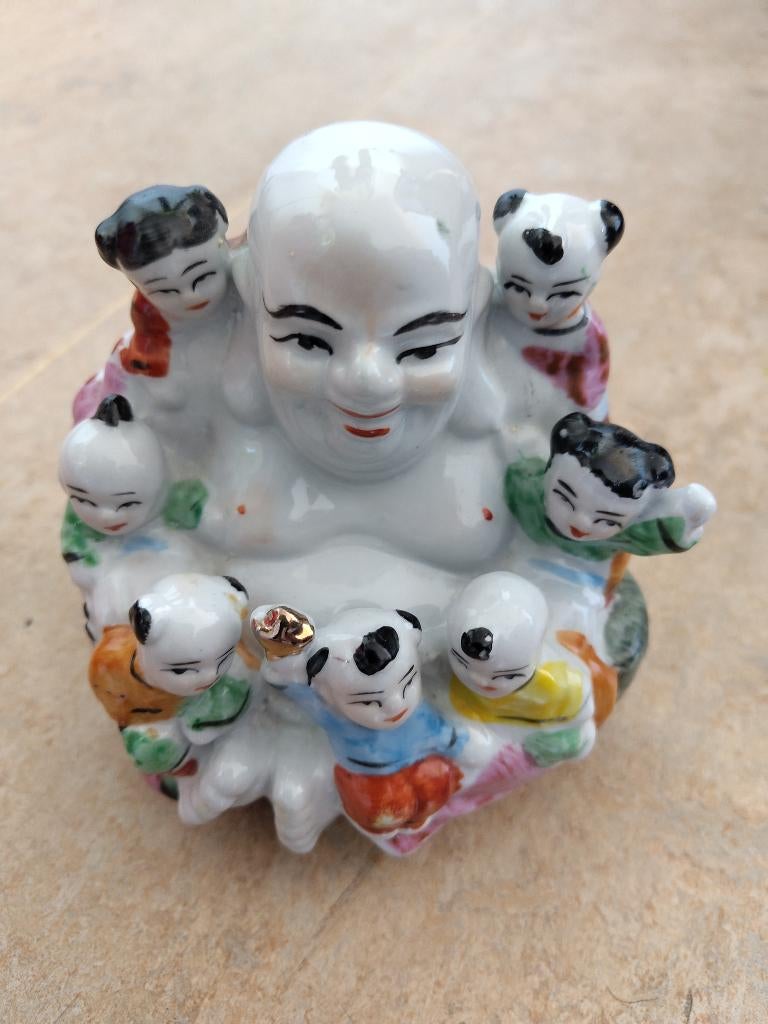Vintage Chinees porselein Buddha met kinderen, Ophalen of Verzenden