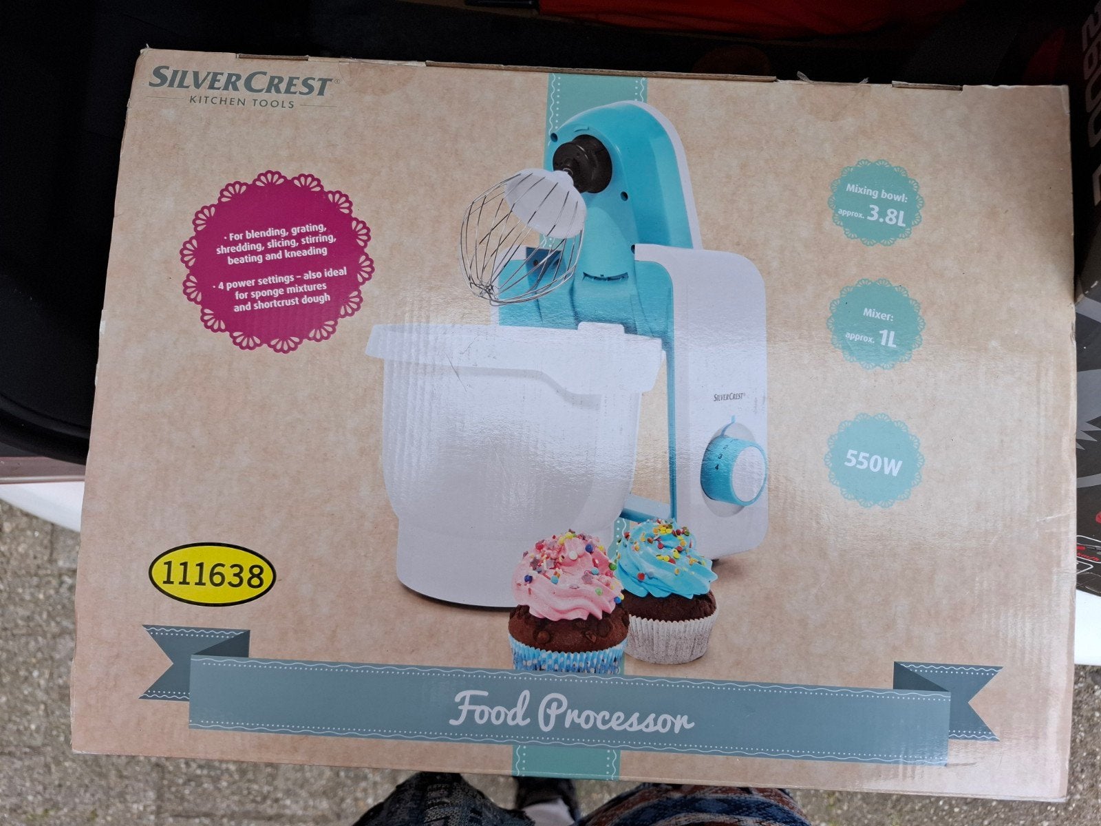 SilverCrest Food Processor 550W - Nieuw in doos, 1 tot 2 liter, Nieuw, 3 snelheden of meer, Ophalen of Verzenden