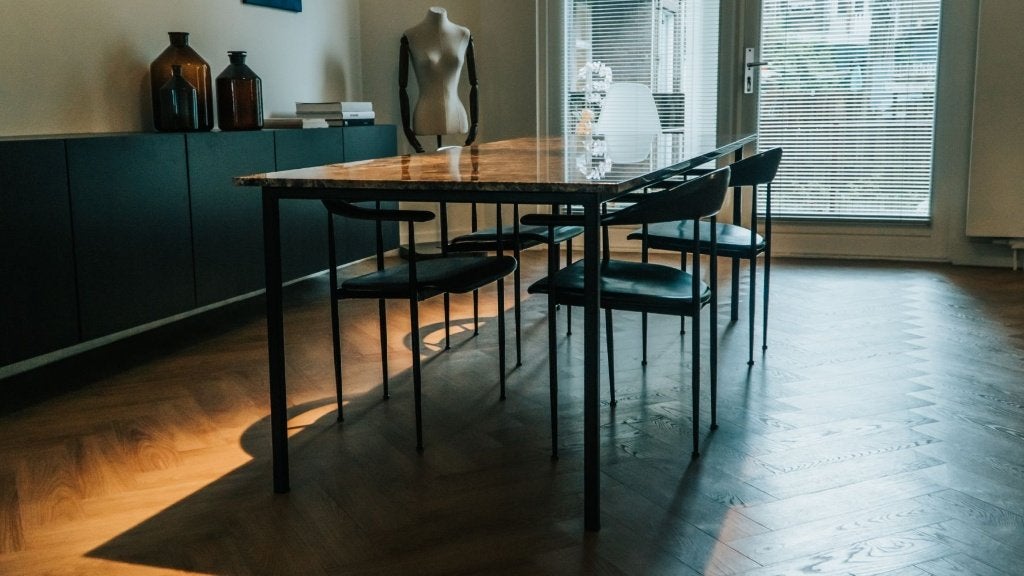 Aime Té Outlet - Rechthoekige Eettafel 60x90 - Donker Marmer, Overige materialen, Zo goed als nieuw, Vijf personen of meer, Rechthoekig