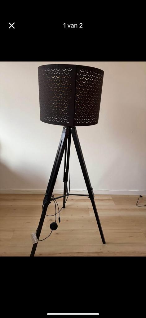 Vloerlamp met IKEA Nymo kap - Zwart/Messingkleur, Ophalen, Gebruikt, Metaal, 150 tot 200 cm