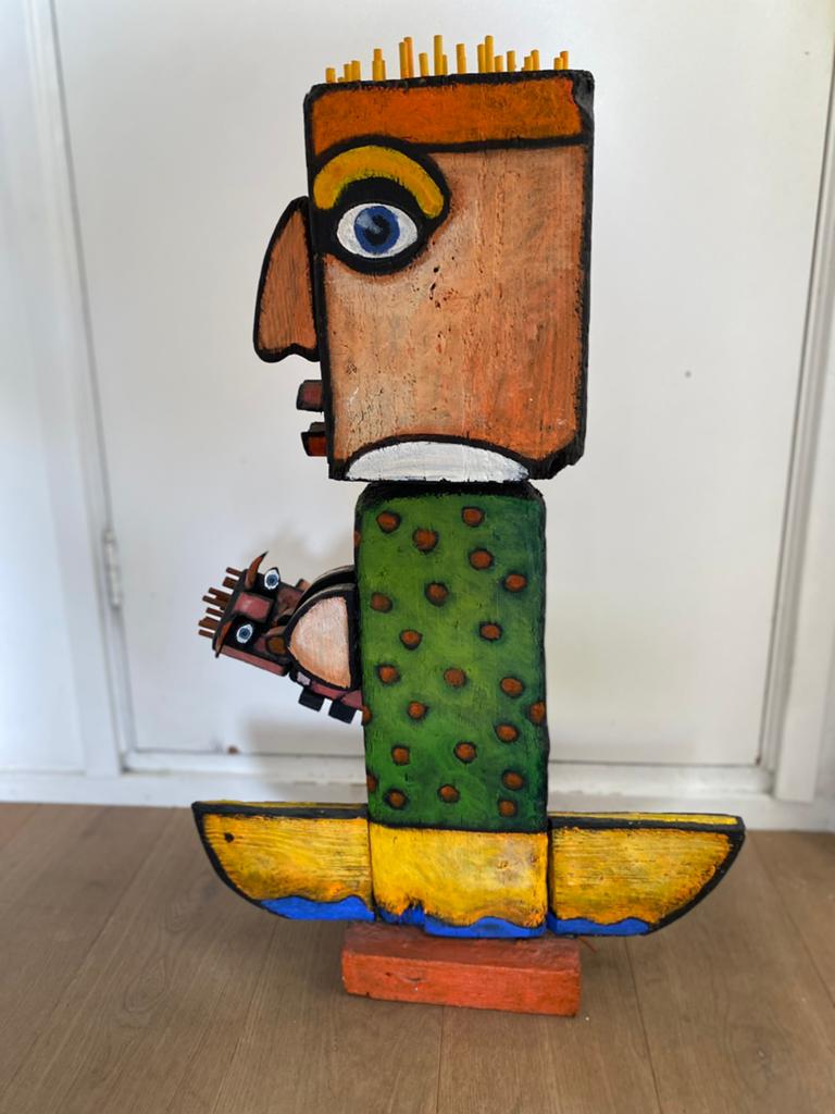 Houten beeld Moeder met kind Hans Verschoor, Ophalen of Verzenden