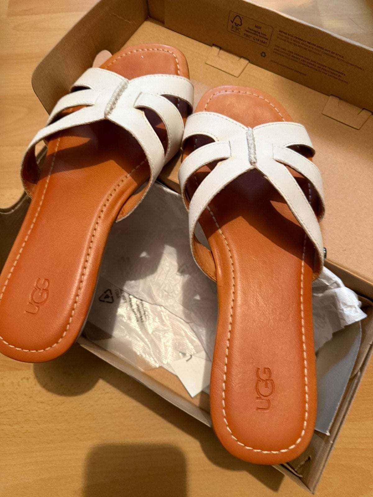 UGG witte sandalen leer maat 41 zgan, Kleding | Dames, Schoenen, Ophalen of Verzenden, Zo goed als nieuw, Wit, Sandalen of Muiltjes