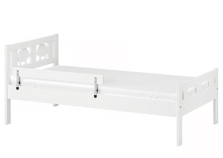IKEA peuterbed met veiligheidsplank en evt met matras, Ophalen, Gebruikt, Eenpersoons, Wit