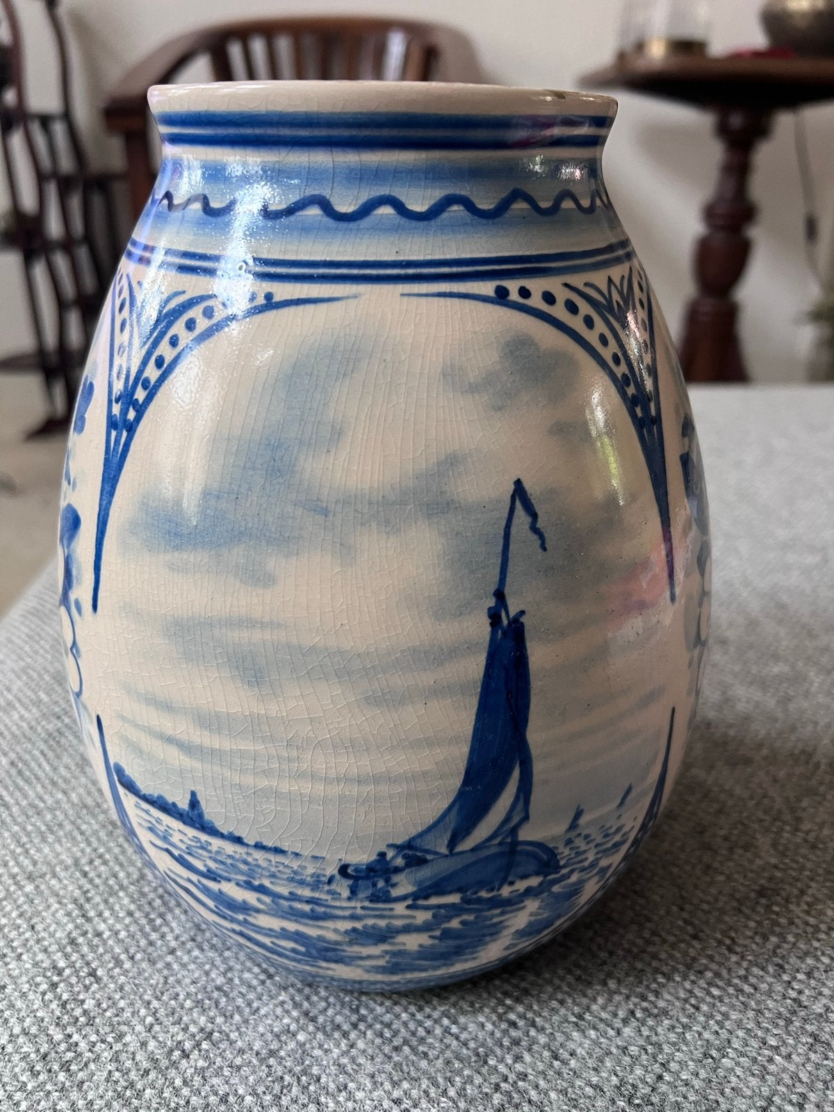 Antieke DEBO Workum vaas met Delfts blauw decor, Antiek en Kunst, Ophalen of Verzenden