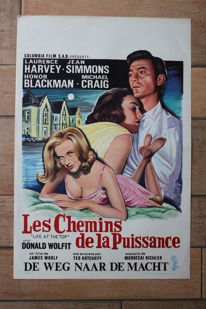 Filmaffiche Jean Simmons Life At The Top 1965 filmposter, Rechthoekig Staand, Ophalen of Verzenden, Zo goed als nieuw, A1 t/m A3