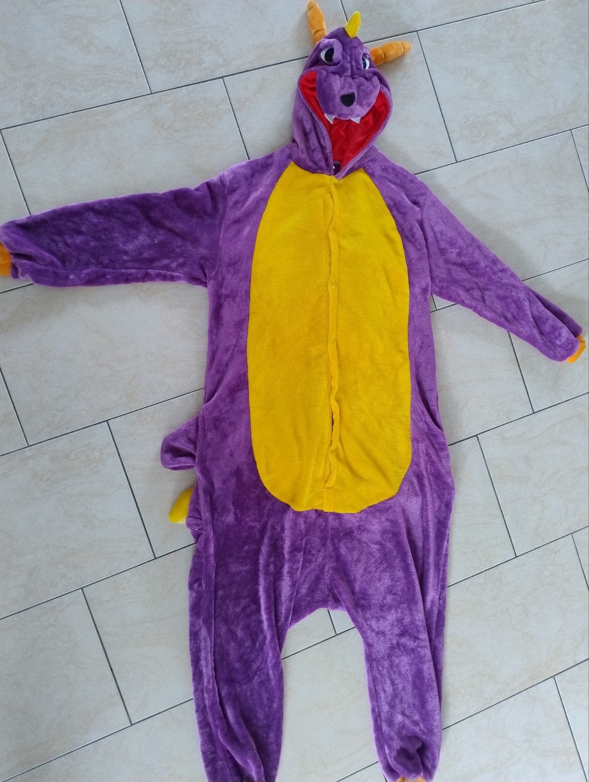 Paars drakenpak / onesie - maat XL, Carnaval, Maat 56/58 (XL), Ophalen of Verzenden, Zo goed als nieuw