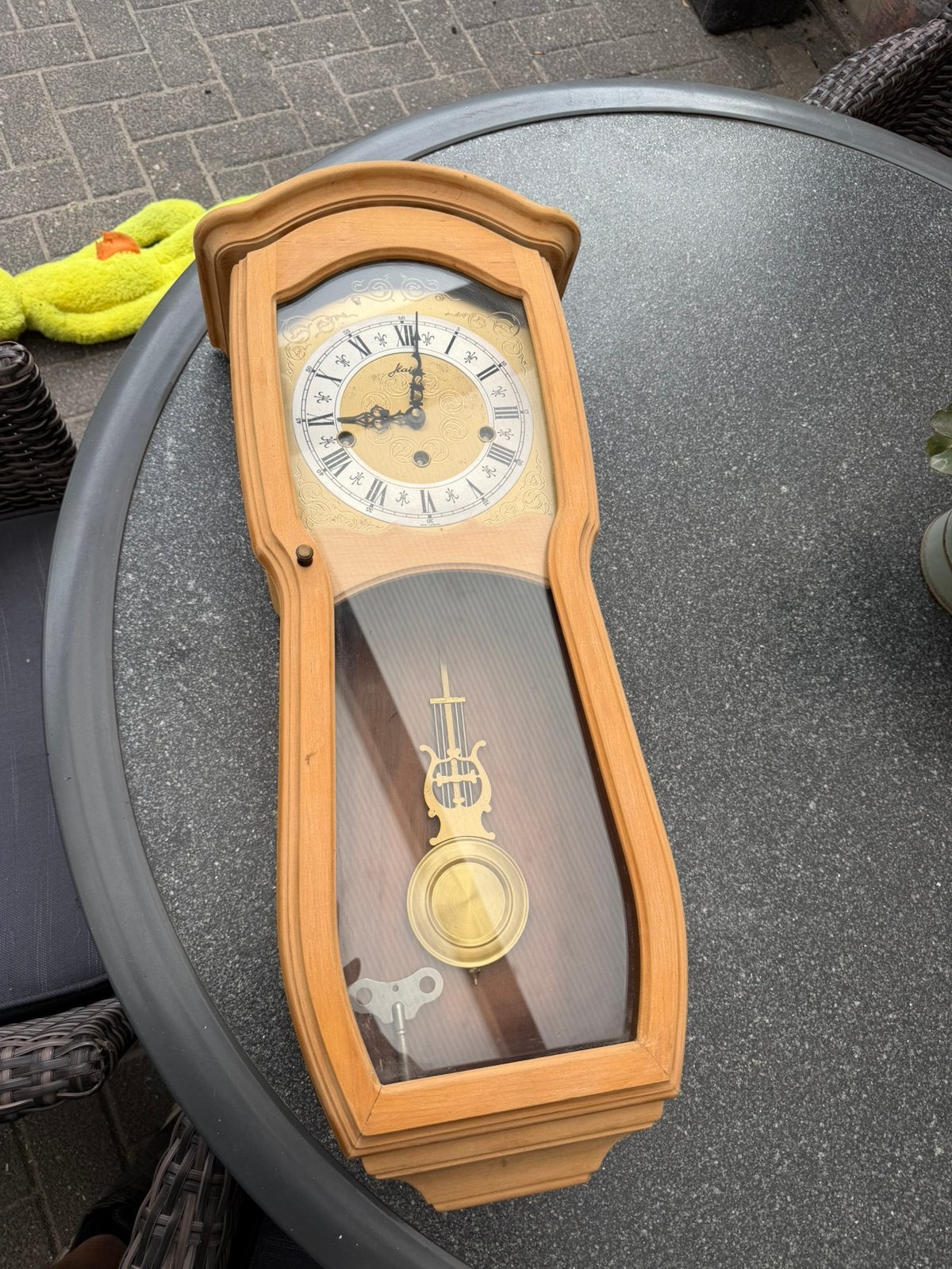 Te koop mooie antieke klok met Westminster uurwerk, Ophalen