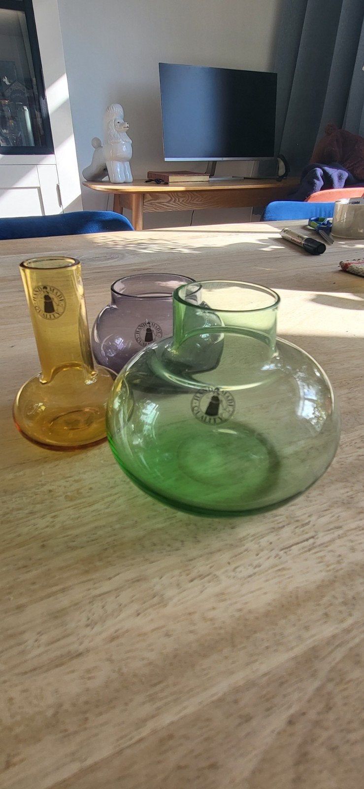 Set van 3 gekleurde glazen vazen - Handgemaakte kwaliteit, Ophalen