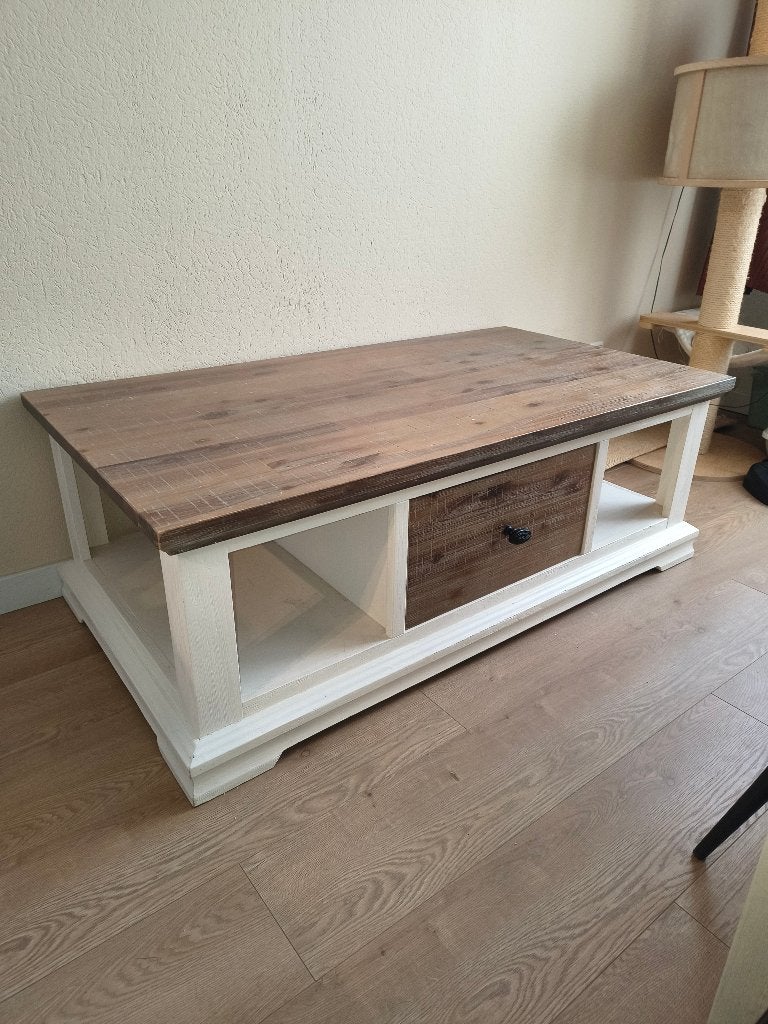 Landelijke salontafel – acaciahout – Pronto Wonen, Ophalen, Gebruikt, 50 tot 100 cm, 100 tot 150 cm