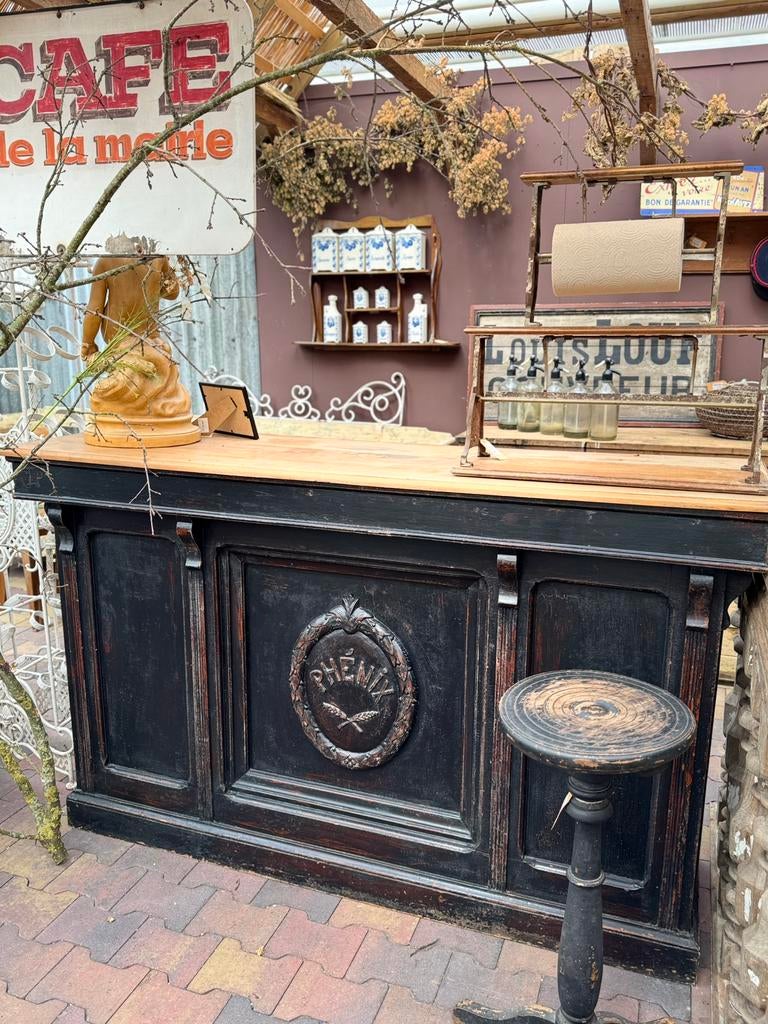 Unieke bar/toog/ toonbank, Frankrijk, zwart/bruin, panelen, Antiek en Kunst, Ophalen