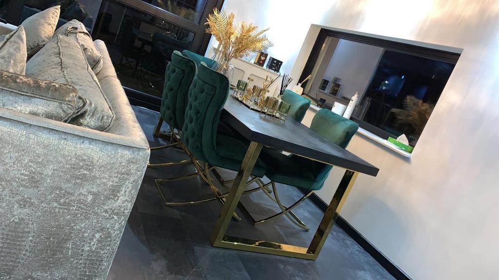 Richmond Blackbone eettafel 220x100 met 5 stoelen, Huis en Inrichting, Tafels | Eettafels, Gebruikt, 100 tot 150 cm, 200 cm of meer