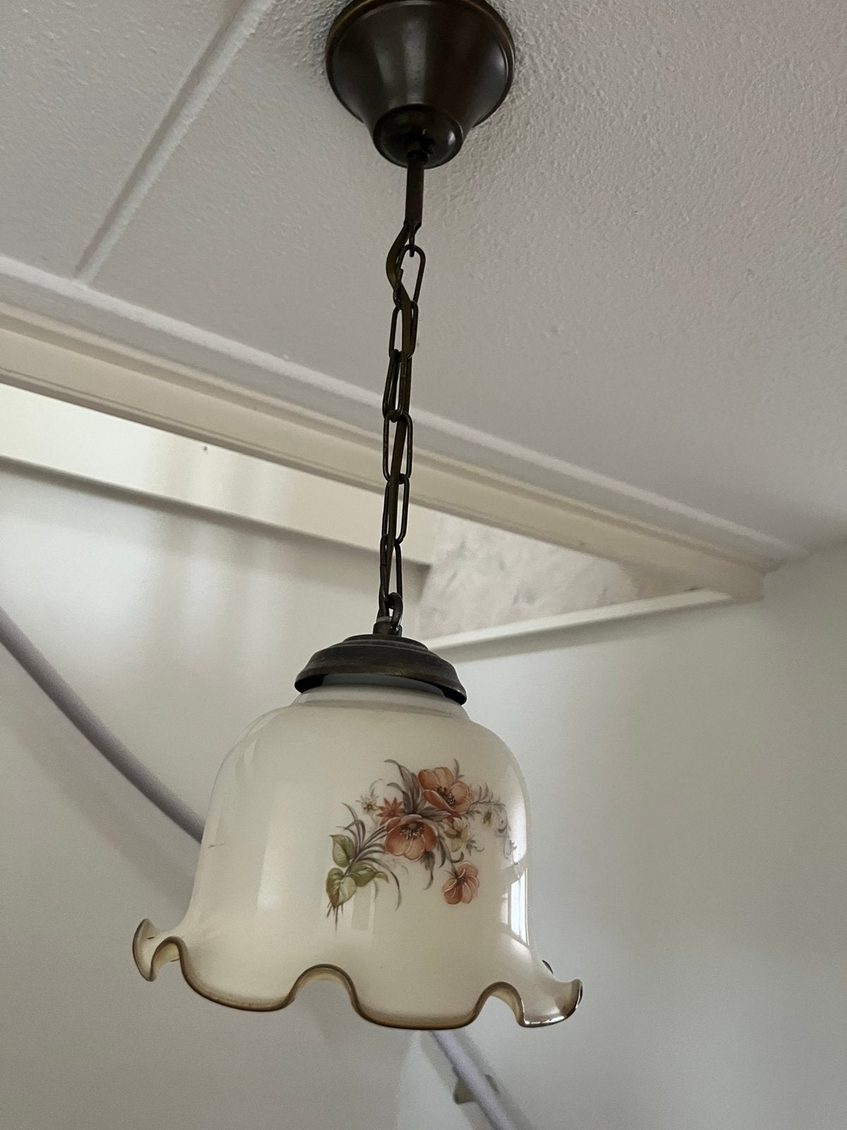 Vintage hanglamp melkglas, Ophalen, Zo goed als nieuw