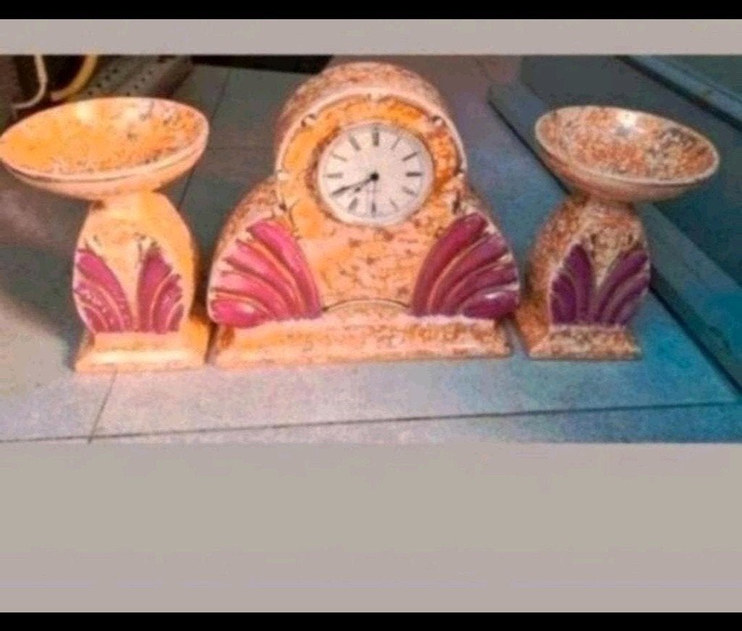 Prachtige Art Deco klok met twee bijpassende schalen. De set, Ophalen of Verzenden