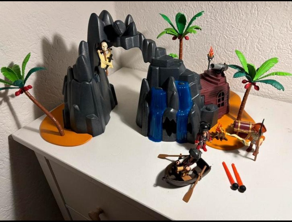 Playmobil Pirateneiland met schatkist en figuren, Ophalen of Verzenden, Gebruikt, Jongen of Meisje