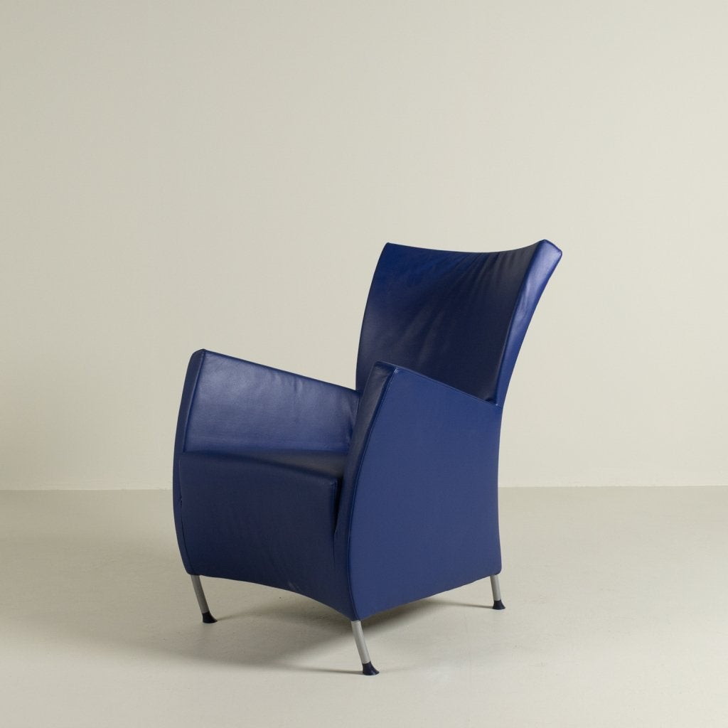 Montis Windy Fauteuil Blauw Leer - Grijs, Niet ingevuld, Zo goed als nieuw, Niet ingevuld, Niet ingevuld