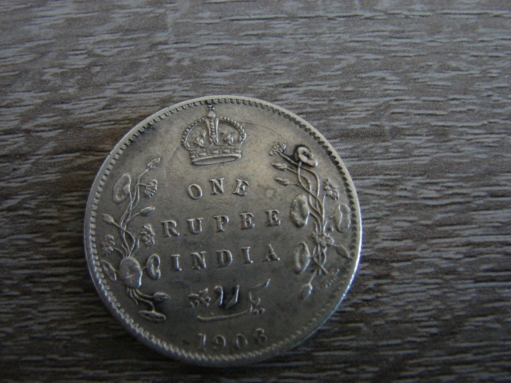 Munt Indie  1 Rupie  1904 zilver, Ophalen of Verzenden, Zuidoost-Azië, Zilver