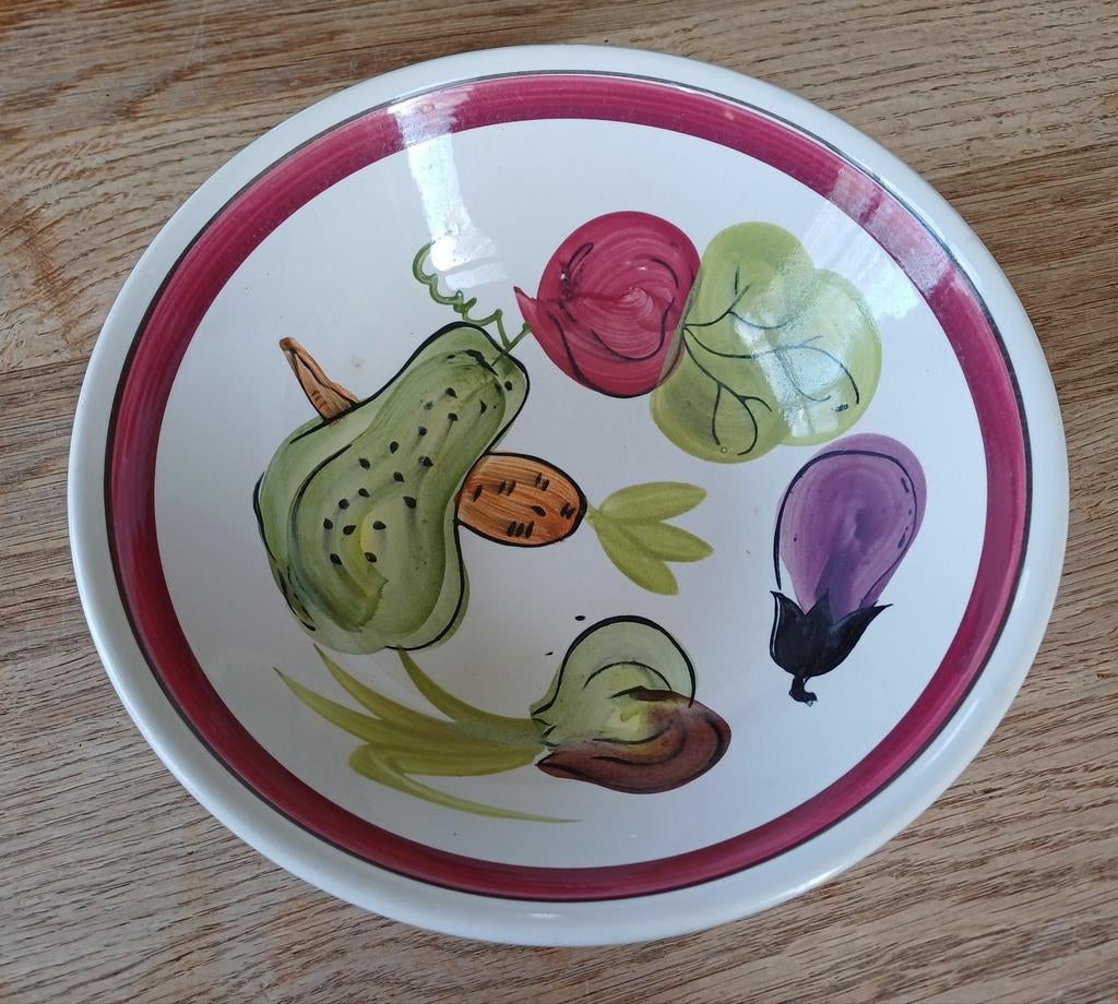 Fruitschaal met groentenprint, Ophalen, Gebruikt, Porselein of Keramiek, Schaal