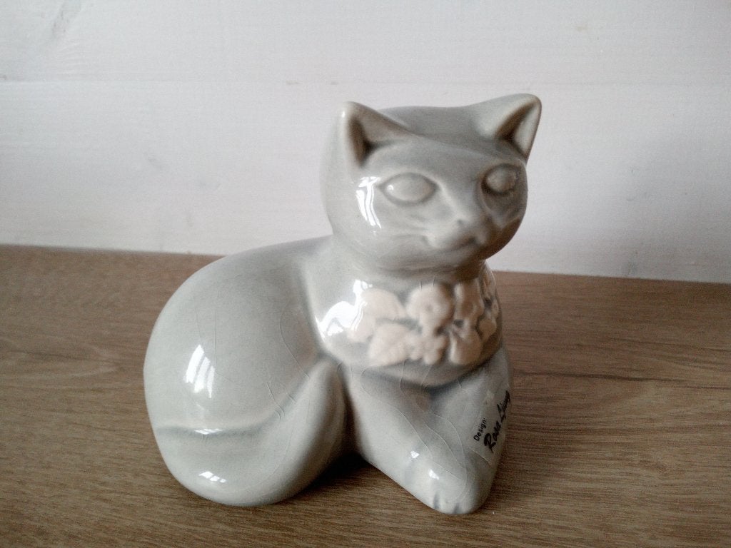 Rosa Ljung Keramiek beeld poes blauw/grijs, Ophalen
