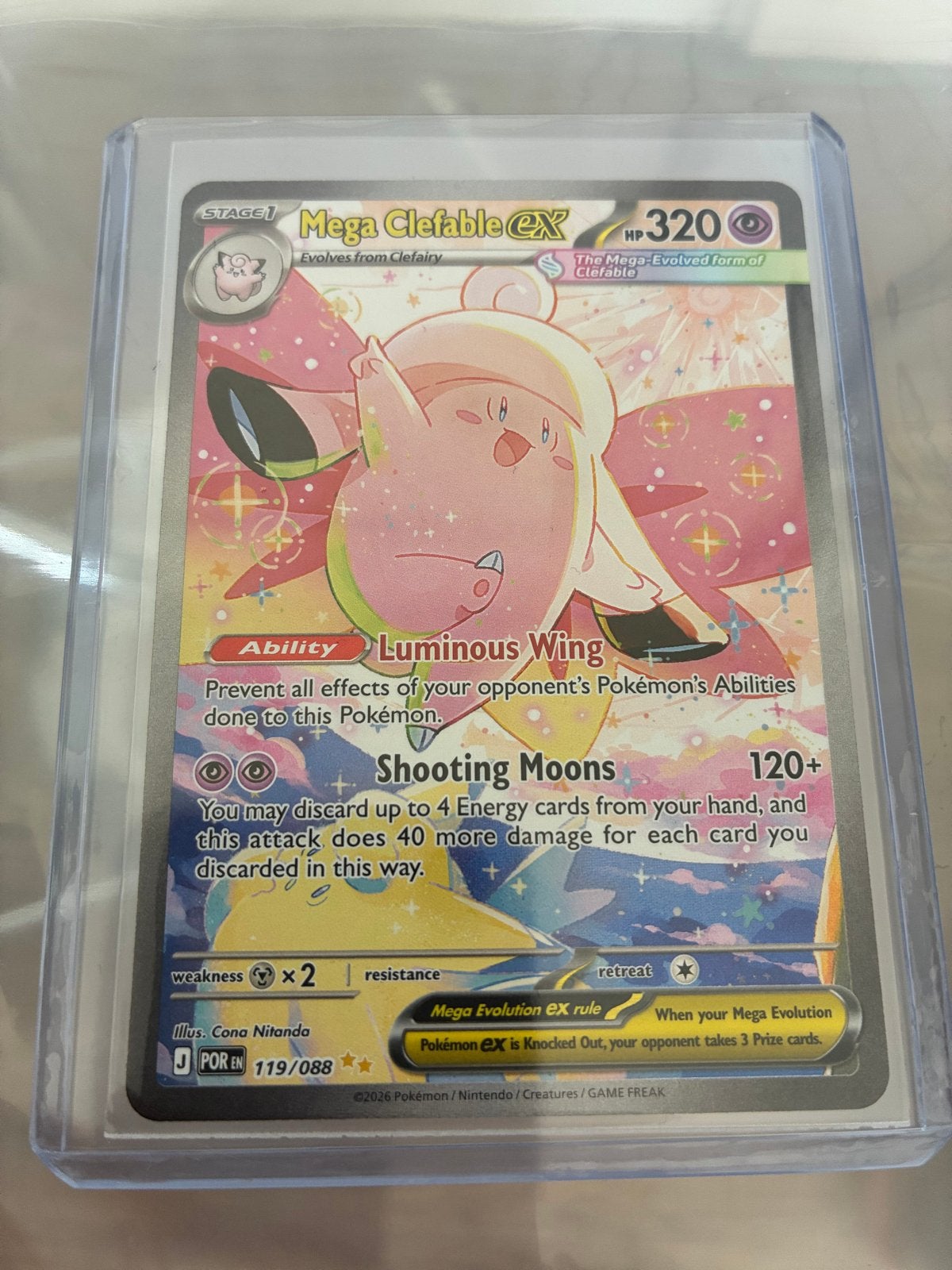 Pokemon Booster Fresh Kaart (Mega Clefable EX), Ophalen of Verzenden, Zo goed als nieuw, Losse kaart