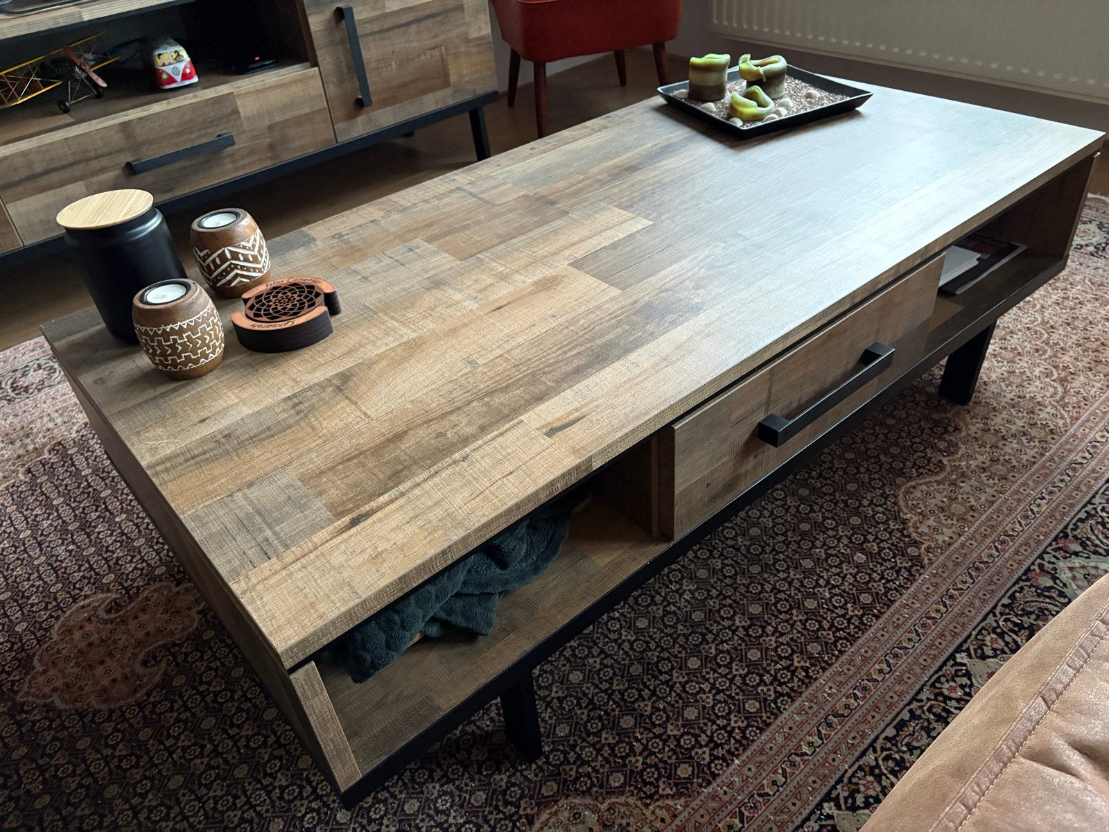 Salontafel Escape (Bommel Wonen) met lade en opbergvakken, Overige materialen, 100 tot 150 cm, Zo goed als nieuw, Industrieel