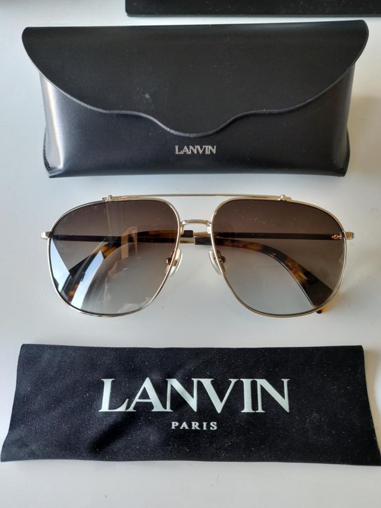 Sunglasses Zonnebrillen LANVIN LNV110S Gold Brown, Sieraden, Tassen en Uiterlijk, Ophalen of Verzenden, Zo goed als nieuw, Bruin
