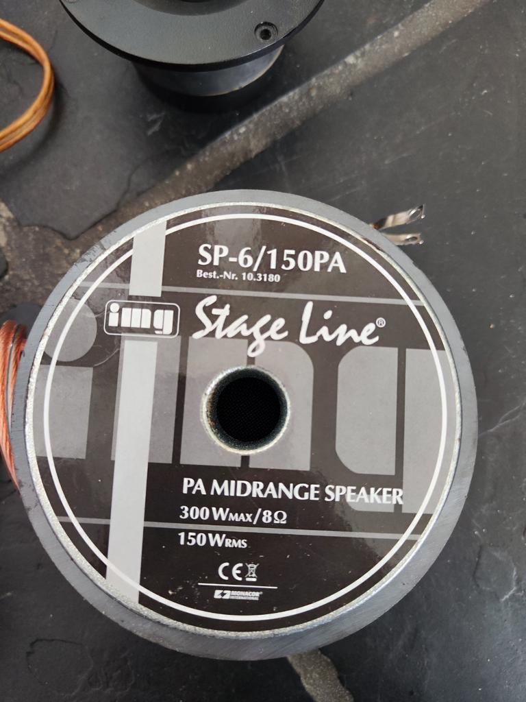 Twee Stage Line SP-6/150PA Middentoonluidsprekers 150W 8 Ohm, Overige merken, Gebruikt, Overige typen, Ophalen of Verzenden