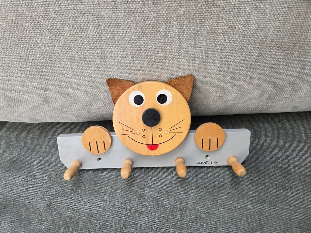 Leuke houten katten kapstok voor kinderkamer, Ophalen of Verzenden, Zo goed als nieuw, Kapstokje