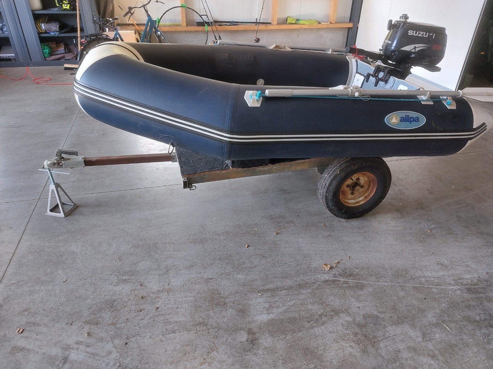 Allpa rubberboot met Suzuki 5pk 4takt buitenboordmotor, Aluminium, Gebruikt, Inclusief motor, Ophalen