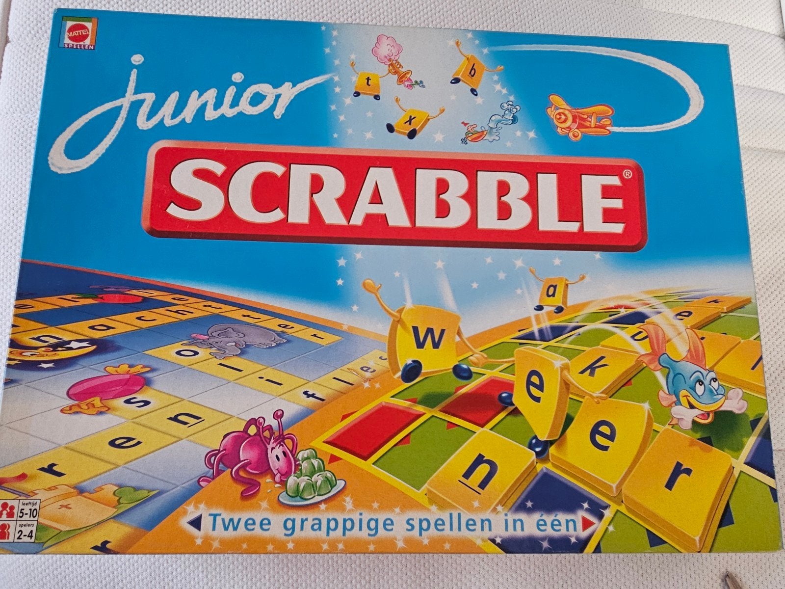 Scrabble Junior - Compleet en Netjes Gezelschapsspel, Een of twee spelers, Ophalen of Verzenden, Gebruikt, Mattel