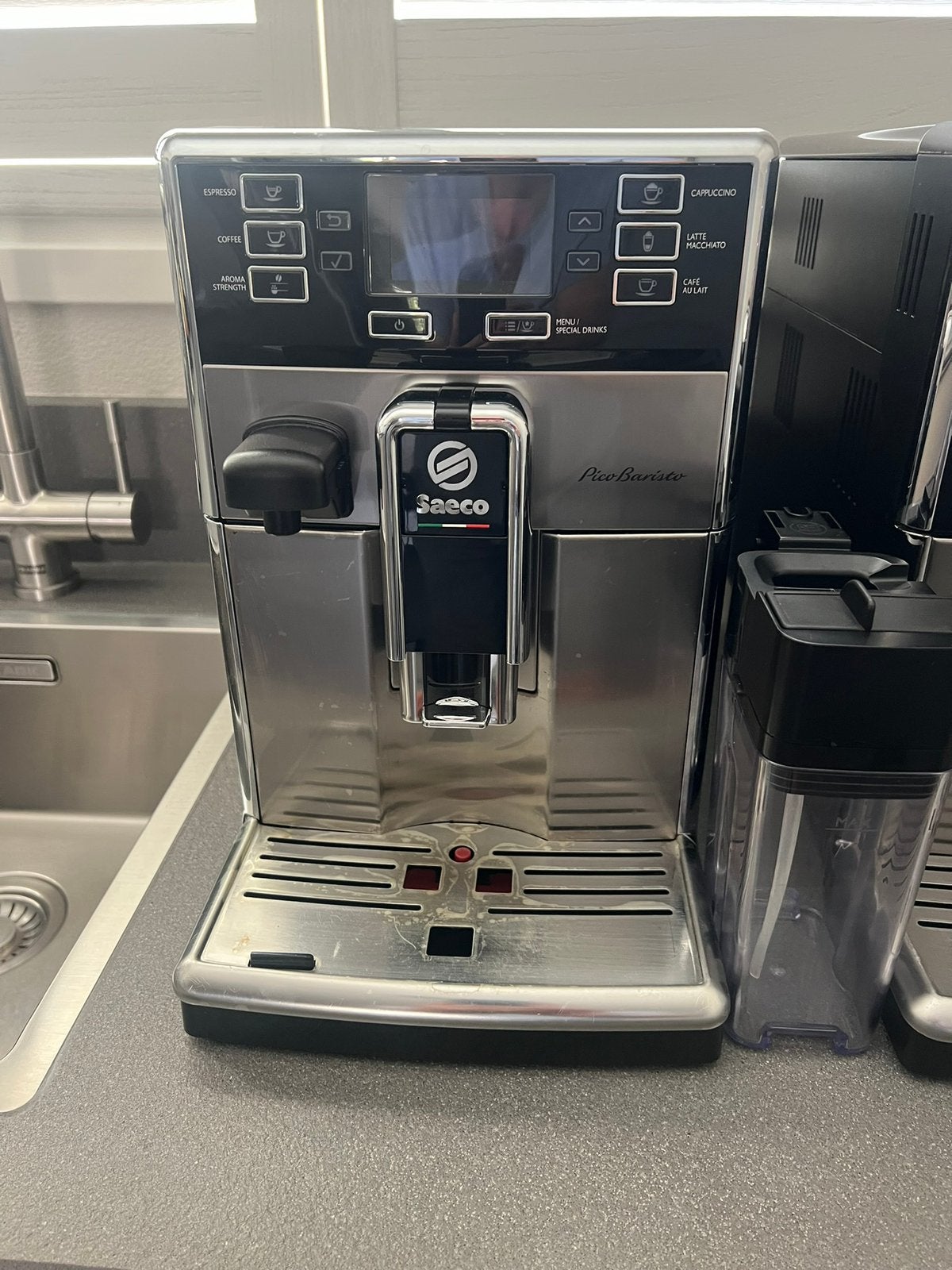 Saeco picobaristo koffiemachine rvs, Gebruikt, Verzenden, Koffiemachine, 1 kopje