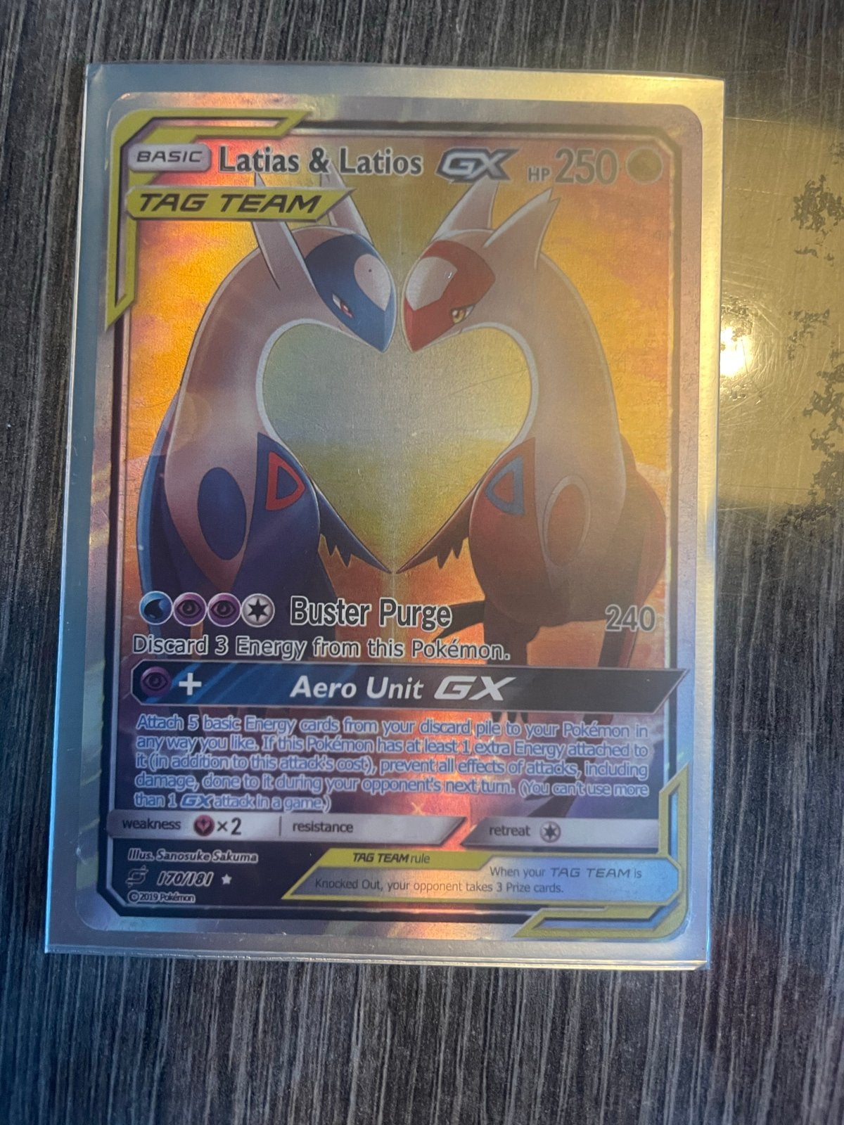 Latias & Latios GX Tag Team Pokémon Kaart - Goede Staat, Ophalen of Verzenden, Gebruikt, Losse kaart, Foil