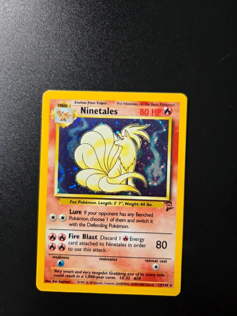 Ninetales 13/130 Pokemon Base 2 holo, Ophalen of Verzenden, Zo goed als nieuw, Booster, Foil