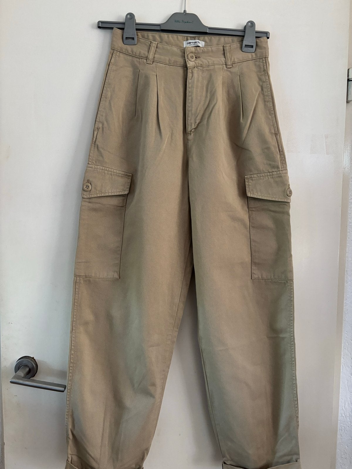 Nieuwe Carhartt W' Collins Pant bandplooi broek, Maat 38/40 (M), Beige, Nieuw, Ophalen of Verzenden