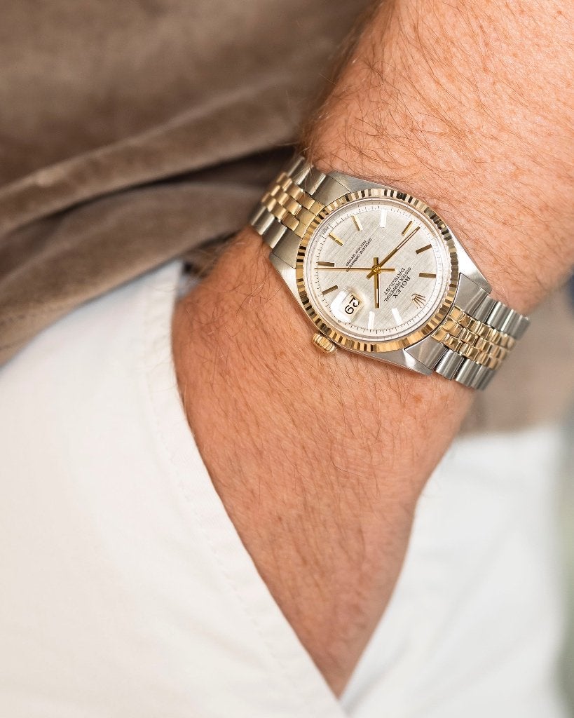 Rolex Datejust 1601/3 linnen dial, Ophalen, Staal, Polshorloge, Zo goed als nieuw