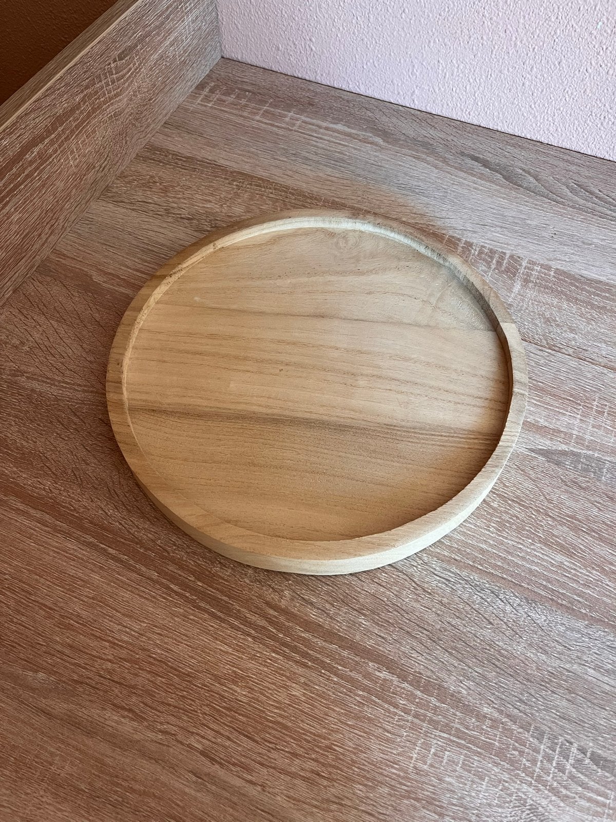 Rond houten dienblad - Zo goed als nieuw, Met opstaande rand, Rond, Ophalen of Verzenden, Zo goed als nieuw