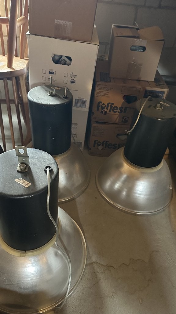 Vintage lampen 3 stuks uit DDR, Ophalen, Gebruikt, Vintage industrieel, E27 (groot)
