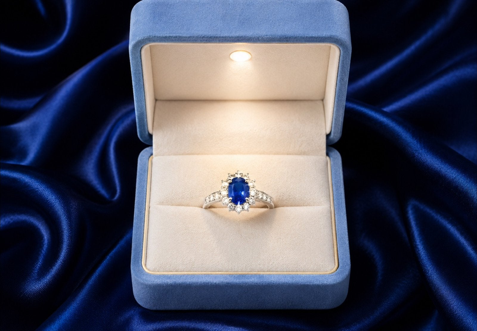 Ring goud net diamanten en saffier, Nieuw, Ophalen of Verzenden, 17 tot 18, Dame
