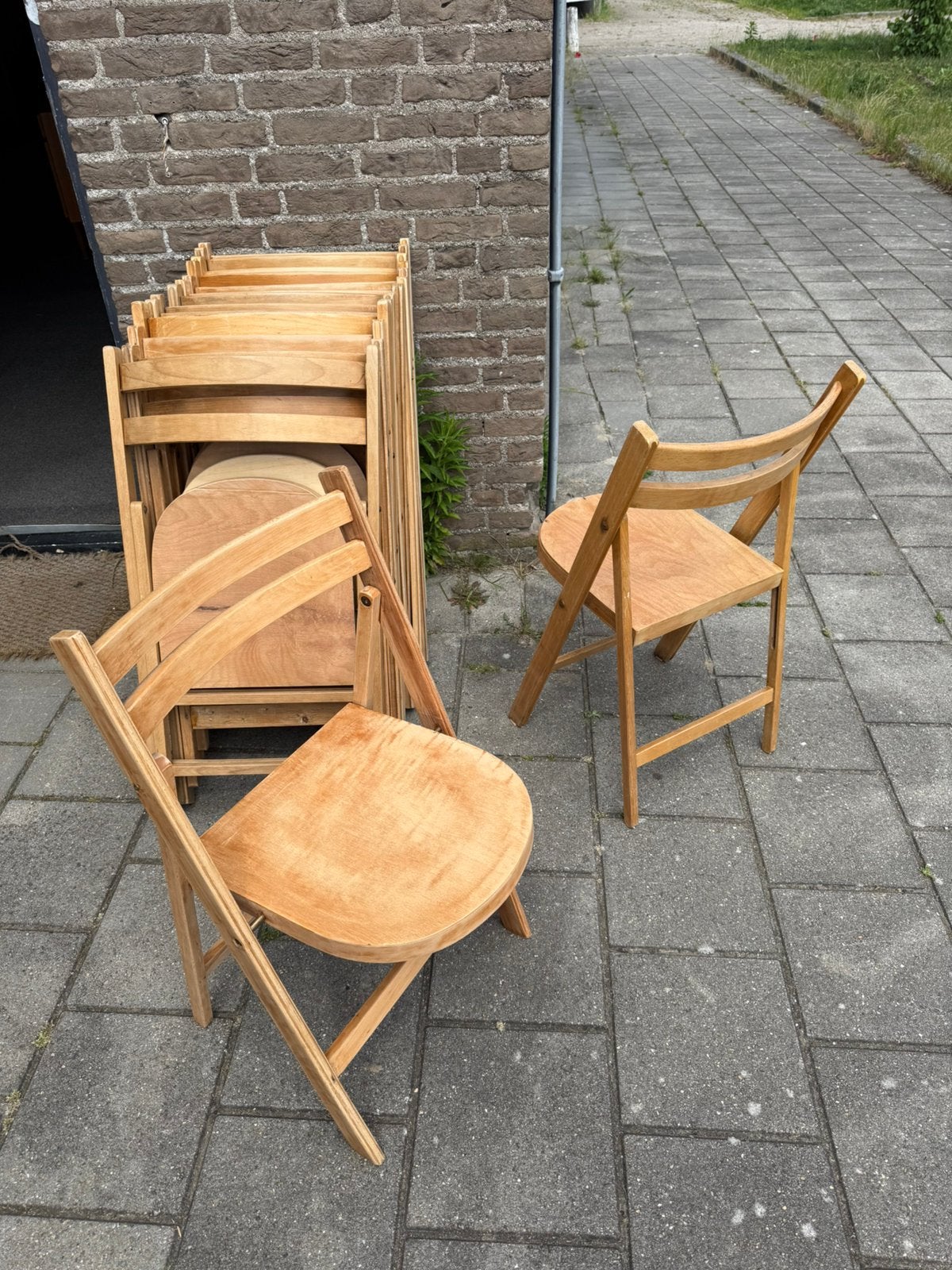 Partij van 15 hardhouten klapstoelen ‘60, Ophalen of Verzenden, Zo goed als nieuw, Vijf, Zes of meer stoelen, Hout
