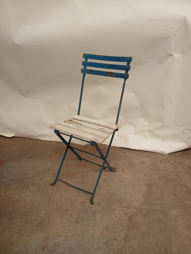 4x Vintage Tuinstoelen bistrostoelen 70 jaar oud, Ophalen, Gebruikt, Blauw, Onbekend