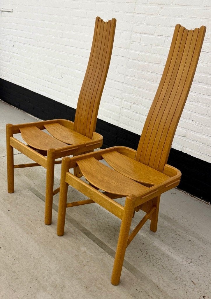 2 vintage Allmilmö designer stoelen, Huis en Inrichting, Stoelen, Gebruikt, Twee, Bruin, .